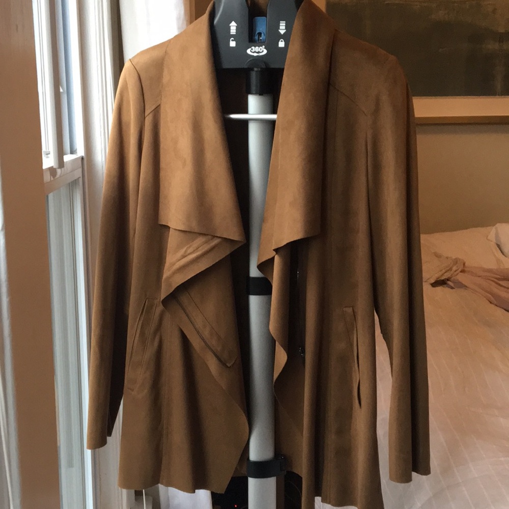 Mango suit waterfall jacket suede effect